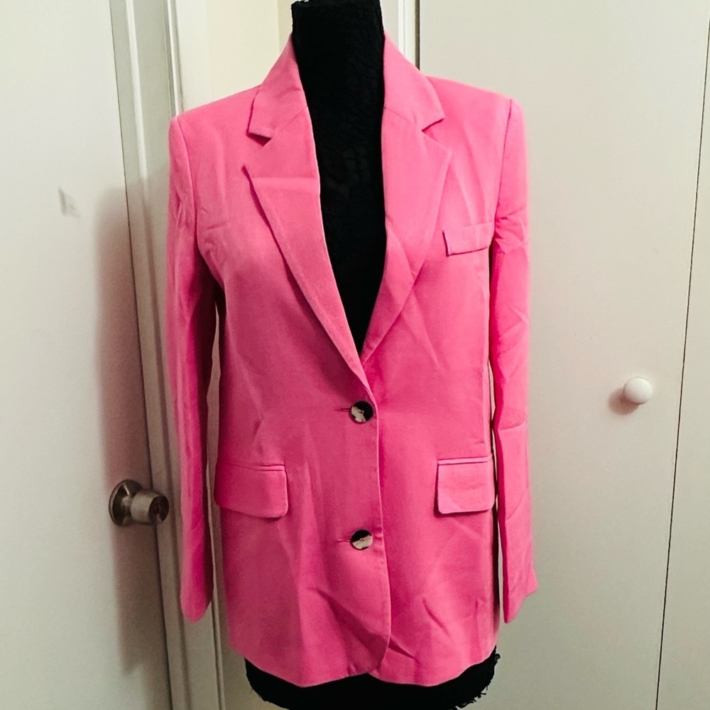 Topshop Neon Pink Tailored Blazer – Size US 4 / UK 8 – Statement Jacket